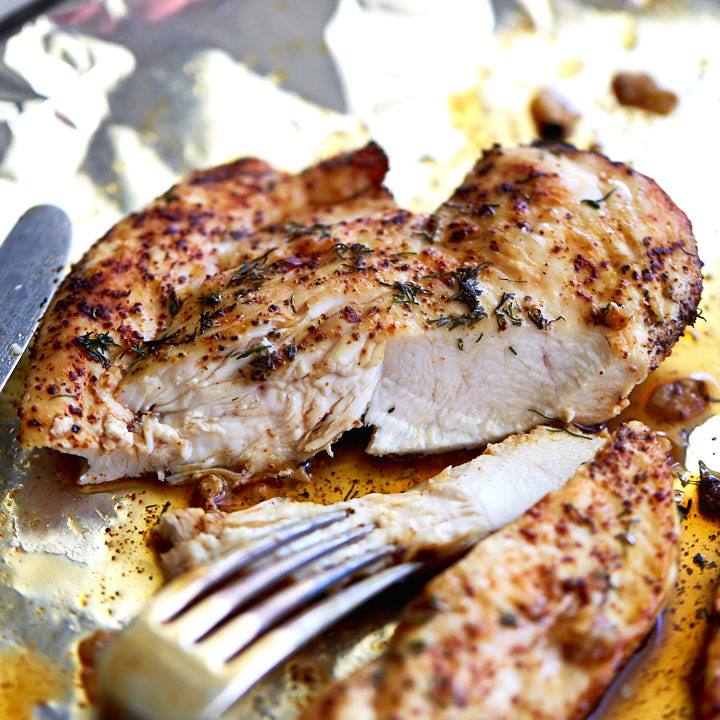 Broiled chicken breast image.