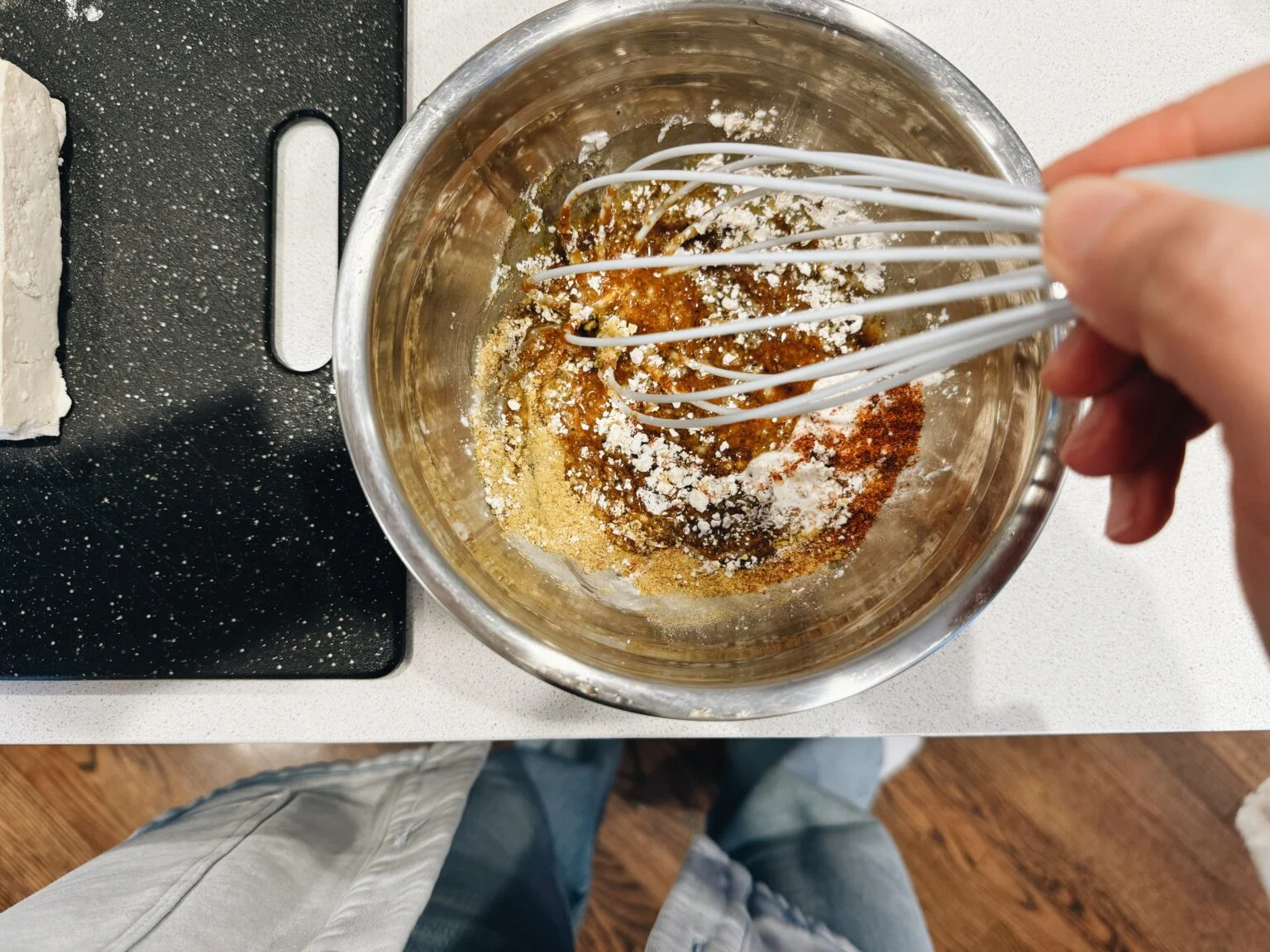 How to air fry tofu step one.