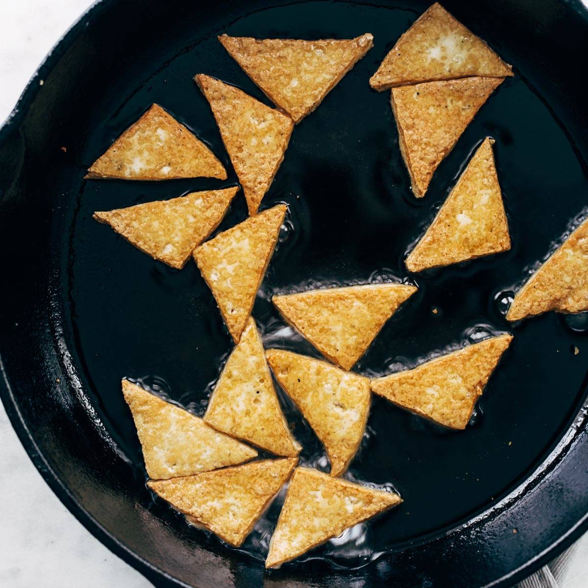 How to fry tofu step two.