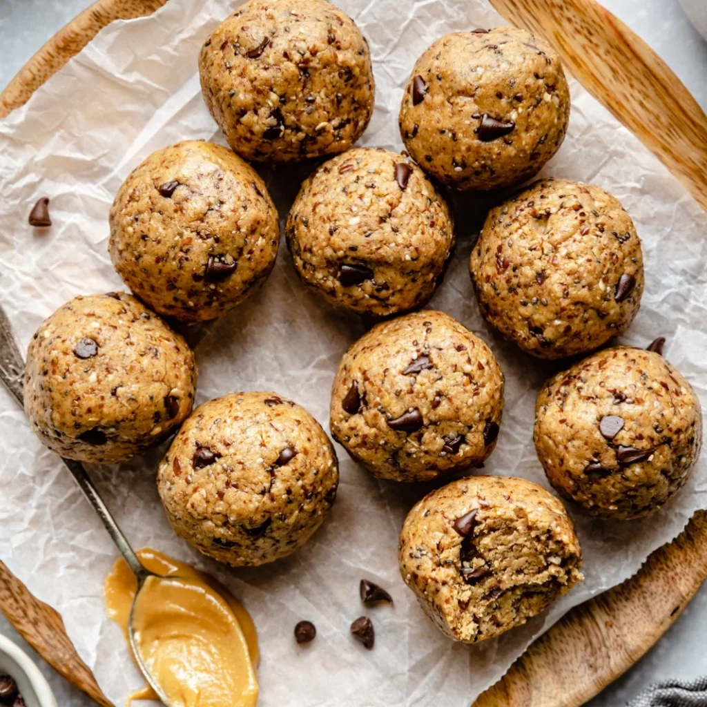 Protein peanut butter balls finished recipe image.