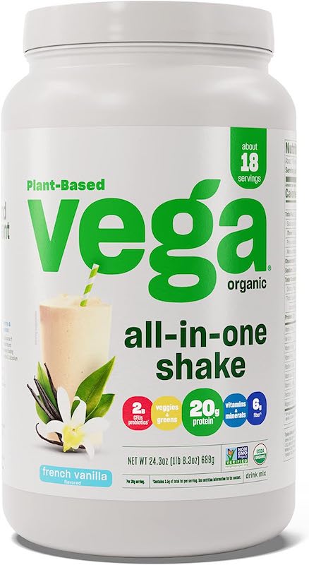 Vega organic vanilla protein powder.