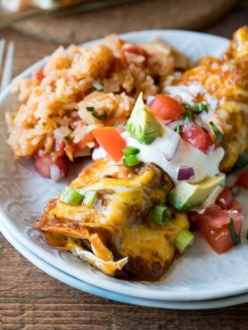 Ground beef enchiladas cooked.