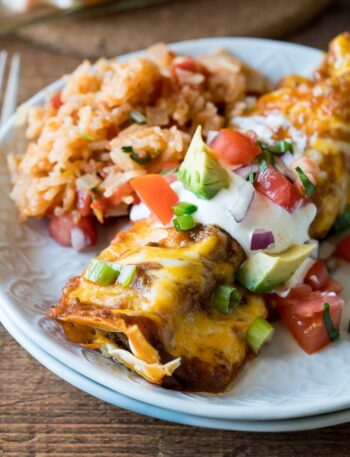 Ground beef enchiladas cooked.