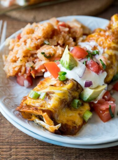 Ground beef enchiladas cooked.