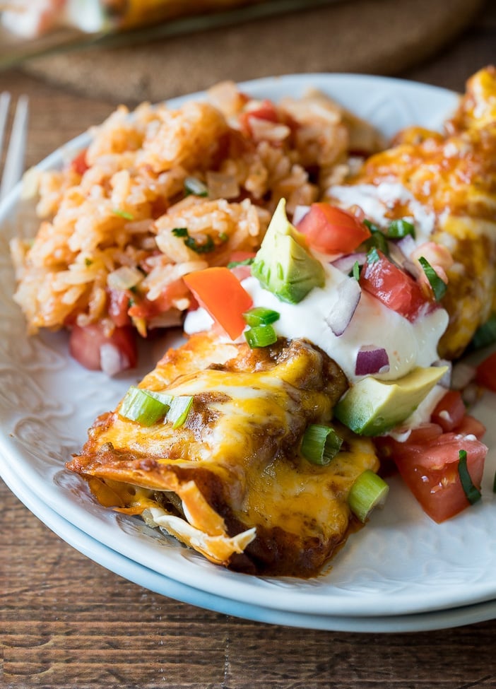 Ground beef enchiladas cooked.