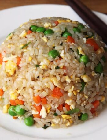 Vegetable fried rice served in plate.